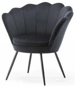 FREY Fekete modern velúr szék fekete lábbal