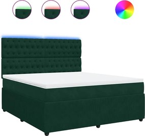 vidaXL sötétzöld bársony rugós ágy matraccal 180x200 cm