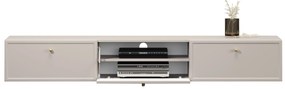 Lorini fali TV-szekrény 200 cm fiókokkal - kasmír / arany fogantyúk