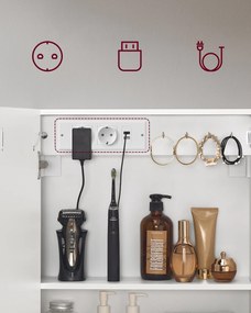 Fürdőszobai faliszekrény tükörrel és LED világítással, 16,5 x 80 x 60 cm, fehér