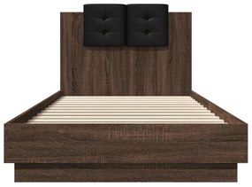 barna tölgyszínű szerelt fa ágykeret fejtámlával 100 x 200 cm