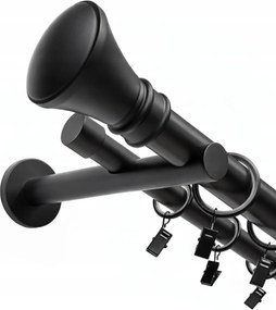 Fém Függönykarnis dupla 25+19 mm függönykarnis fekete Fekete Matt Monaco 400 cm