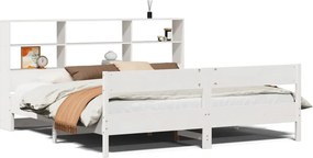 vidaXL fehér tömör fenyőfa könyvespolcos ágy matrac nélkül 180x200 cm