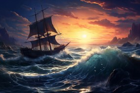 Poszter 91,5x61cm Az óceáni átkelés háborgó hullámai