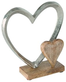 Carolyn Heart Dekoráció, Boltze, 22x18x7.5 cm, mangófa/alumínium