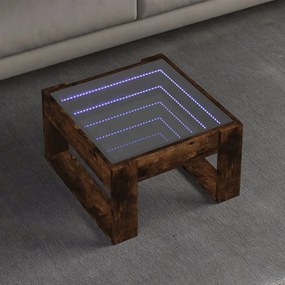 Füstös tölgy végtelen hatású LED-es dohányzóasztal 50x53x30 cm