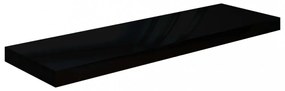 2 db magasfényű fekete MDF lebegő fali polc 80 x 23,5 x 3,8 cm