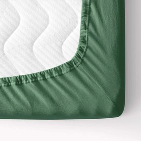 Goldea jersey körgumis lepedő - sötétzöld 180 x 200 cm