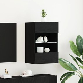 LED TV Szekrény 2 db Fekete Tölgy 40x30x60,5cm Mérnöki Fa