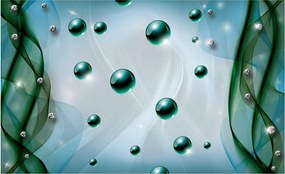 3D fotótapéta Gömbök Türkiz csillogás Fehér hullámok Absztrakt 350x250 +ragasztó