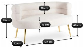 NANTES kanapé, krémszínű