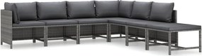 vidaXL 7 részes szürke polyrattan kerti ülőgarnitúra párnákkal