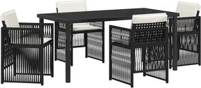 vidaXL Kert étkező szett 5 pcs Fekete Porszórt acél