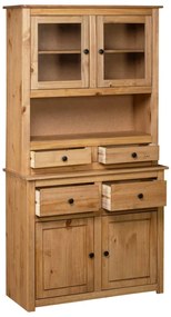 vidaXL panama stílusú tömör fenyőfa tálalószekrény 93 x 40,5 x 180 cm