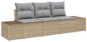 vidaXL Kanapé Szett párnával 3 pcs Bézs polirattan