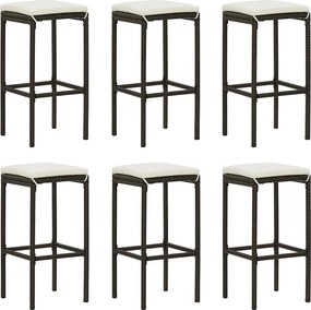 vidaXL 6 db barna polyrattan bárszék párnával