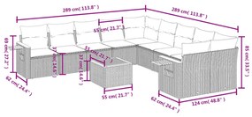 11 részes szürke polyrattan kerti ülőgarnitúra párnákkal