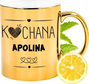 Prémium Arany Csillogó Bögre Apolina Ajándék Nyomtatott Fotóval