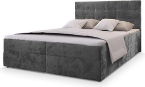 Kárpitozott boxspring ágy GLORIEN VELVET 140x200 cm szürke Matrac: Bonell rugós matrac