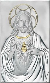 Vászonkép Jézus szíve modern ezüst aranyozott Méret: 10x16 cm