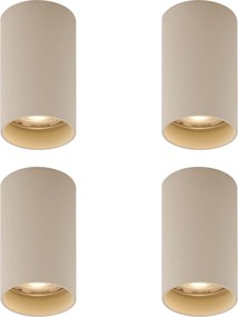 4 darabos modern bézs színű, felületre szerelhető spotlámpa készlet GU10 50mm kerek - Tuba