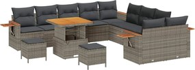 vidaXL Kerti Kanapé Szett 13 pcs Szürke Poli rattan és porfestett acél