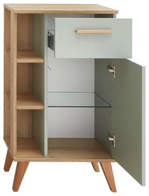 Zöld alacsony fürdőszoba szekrény tölgyfa dekorral 51x90 cm Set 963 - Pelipal