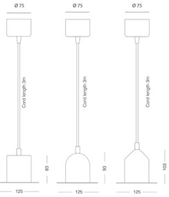 Hat 3 db fekete függőlámpa - EMKO