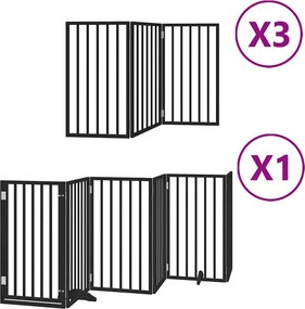 vidaXL fekete nyárfa 15 paneles összecsukható kutyakapu ajtóval 750 cm