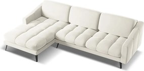 Krémszínű bársony sarokkanapé (bal oldali) Nalu – Makamii