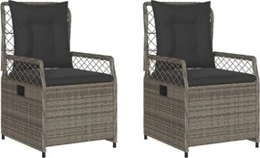 vidaXL 2 db szürke polyrattan dönthető kerti szék