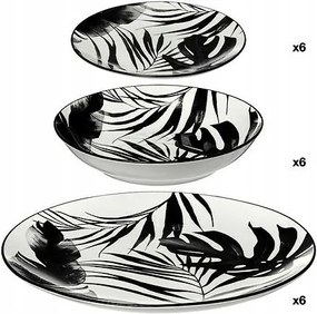 Palme étkészlet 18 részes fehér/fekete