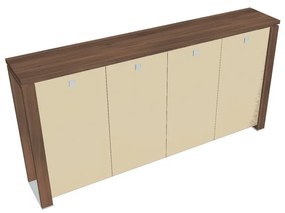 Verno+ közepes gardrób 260 x 46 x 130 cm, üvegajtó, dió / vanília