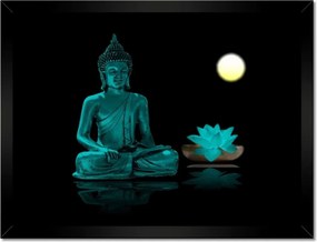Poszter keretben 40x30 Türkiz Buddha Virág