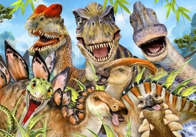 Fotótapéta - Dinoszauruszok - szelfi (152,5x104 cm)