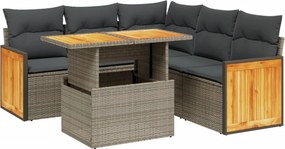 vidaXL 6 részes bézs polyrattan kerti ülőgarnitúra párnával