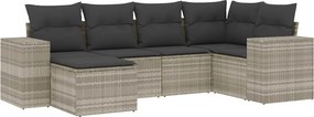 vidaXL 6 részes világosszürke polyrattan kerti ülőgarnitúra párnákkal