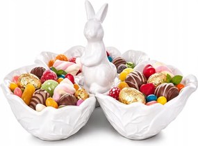 Nyuszis Tál, Fehér Karácsonyi Snack Édesség Tál