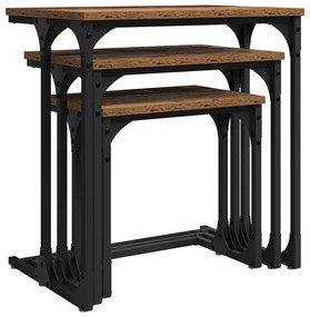 Fészkelt Kávézó Asztal 3 pcs Régi fa 50.5 x 35 x 53 cm Faanyag