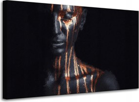 Vászonkép Fekete Nő Barna Csíkok Művészet 100x60 cm