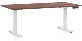 OfficeTech D állítható magasságú asztal, 160 x 80 cm, fehér alap, dió