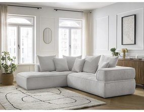 Világosszürke zsenília sarokkanapé (bal oldali-L alakú) Whesley – Bobochic Paris