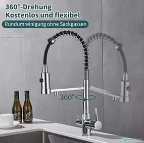 Konyhai csaptelep EYN KF1459 vízszűrő-csatlakozással, kihúzható zuhanyfejjel, több színben — Gunmetal szürke