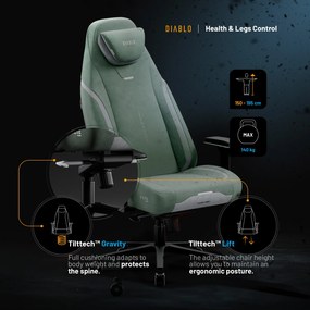 Gamer szék Normal Size zöld-fekete: Diablo X-Eye Prime Gothic Green
