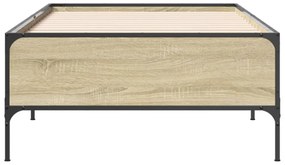 sonoma tölgyszínű szerelt fa és fém ágykeret 90 x 200 cm