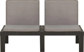 vidaXL szürke műanyag kerti pihenőpad párnával