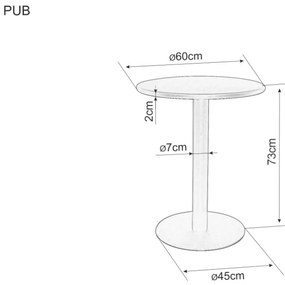 Pub kerek bárasztal fekete 60 cm