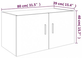 füstös tölgy színű szerelt fa faliszekrény 80 x 39 x 40 cm