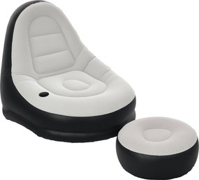 Outsunny Felfújható Kanapé, Felfújható Szék Lábtartóval, Légypihenő Pohártartóval, Kempinghez és Otthon, Világosszürke, 125 x 100 x 87 cm | Aosom