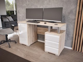 Somnia Nagy íróasztal (Fehér Tölgy-Magasfényű Fehér) modern